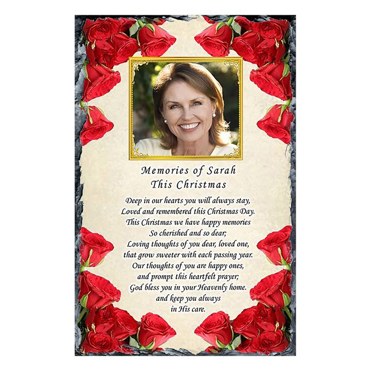 Customised Christmas Remembrance Slate - Rose Corner with Photo